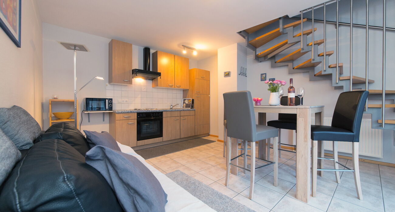 Wohnen und Kochen auf einer Ebene